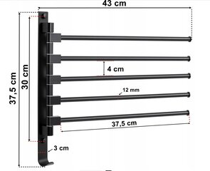 Держатель для полотенец в ванной, Hanger, черный цена и информация | Аксессуары для ванной комнаты | 220.lv