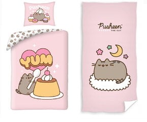 Kokvilnas gultasveļa 140x200 Pusheen Pink Yummy Desser cena un informācija | Bērnu gultas veļa | 220.lv