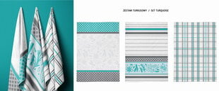 KITCHEN TOWEL SET 3PT Ginger Turquoise cena un informācija | Virtuves komplekti | 220.lv