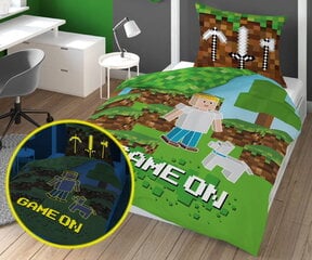 140x200 tumsā spīdoša Minecraft gultasveļa spēles faniem cena un informācija | Bērnu gultas veļa | 220.lv