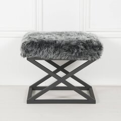 Pouffe Capraz Plush - Black, Grey cena un informācija | Sēžammaisi, pufi | 220.lv