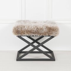 Pouffe Capraz Plush - Black, Grey v2 цена и информация | Кресла-мешки и пуфы | 220.lv