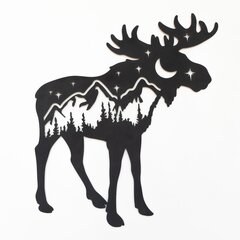 Dekoratyvinis metalinis sienų priedas Landscape Moose Metal Wall Art - APT628 cena un informācija | Interjera priekšmeti | 220.lv