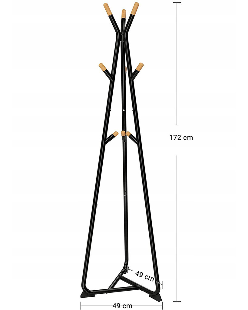 Loftstāvīgs drēbju pakaramais YOKO melns 172 cm cena un informācija | Drēbju pakaramie | 220.lv