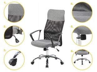 Biroja grozāmais krēsls ar hromētām kājām un augstu atzveltni, Modern Home, pelēks cena un informācija | Biroja krēsli | 220.lv