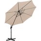 Dārza lietussargs ar sānu slīpumu, Uniprodo UNI_UMBRELLA_2R300OR_N1, 300 cm. diametrs, krēma krāsā cena un informācija | Dārza nojumes un lapenes | 220.lv