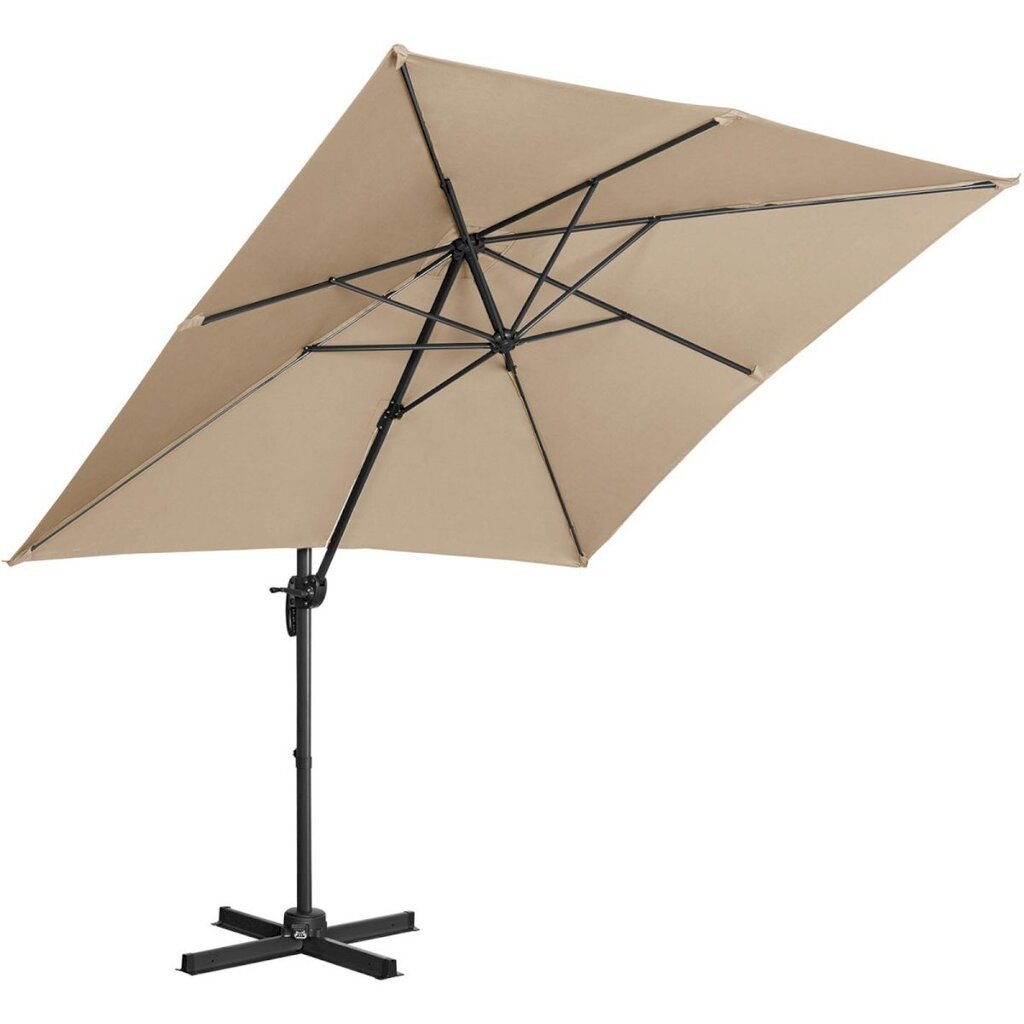 Kvadrātveida dārza lietussargs, Uniprodo UNI_UMBRELLA_SQ250CR_N1, 250 cm. x 250 cm., pelēkbrūns cena un informācija | Saulessargi, markīzes un statīvi | 220.lv