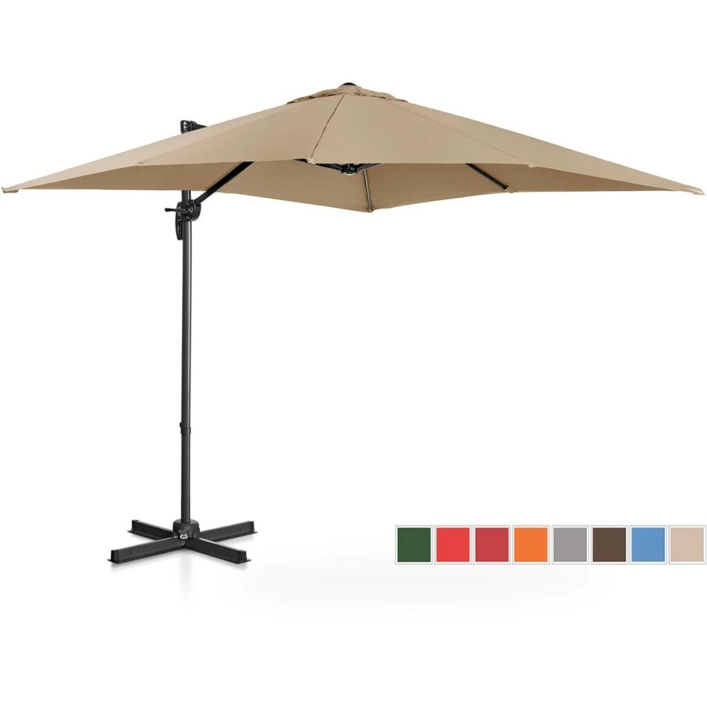 Kvadrātveida dārza lietussargs, Uniprodo UNI_UMBRELLA_SQ250CR_N1, 250 cm. x 250 cm., pelēkbrūns cena un informācija | Saulessargi, markīzes un statīvi | 220.lv