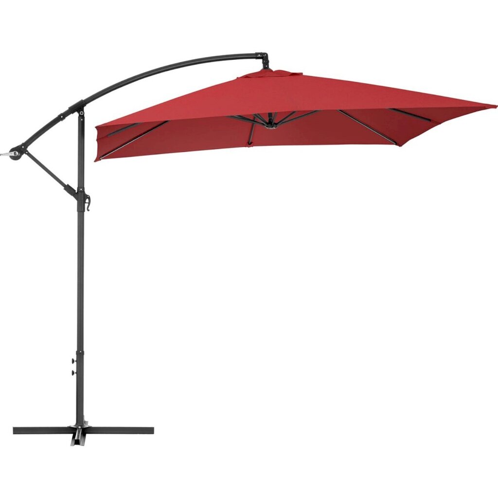 Kvadrātveida dārza lietussargs, Uniprodo UNI_UMBRELLA_SQ250CR_N1, 250 cm. x 250 cm., bordo krāsā cena un informācija | Saulessargi, markīzes un statīvi | 220.lv