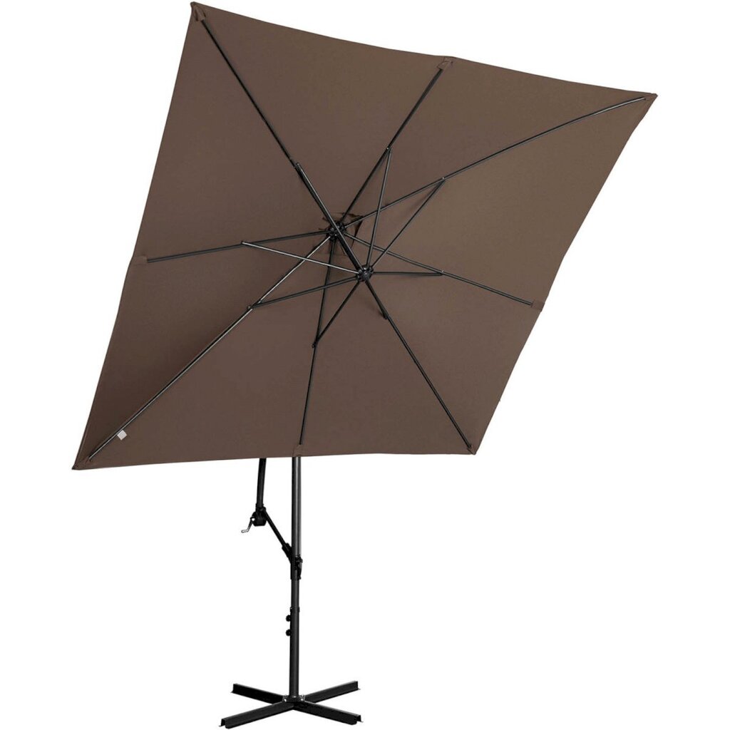 Kvadrātveida dārza lietussargs, Uniprodo UNI_UMBRELLA_SQ250CR_N1, 250 cm. x 250 cm., brūns cena un informācija | Dārza nojumes un lapenes | 220.lv