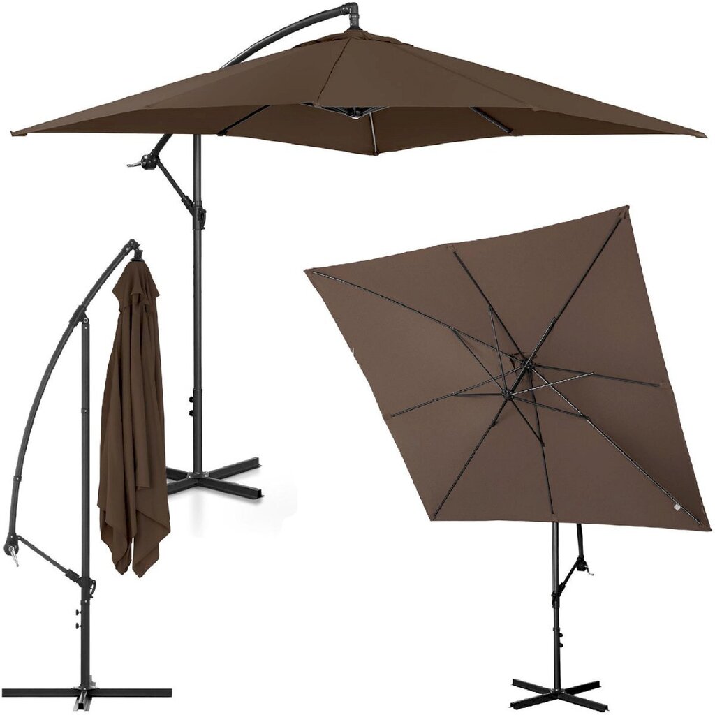 Kvadrātveida dārza lietussargs, Uniprodo UNI_UMBRELLA_SQ250CR_N1, 250 cm. x 250 cm., brūns cena un informācija | Dārza nojumes un lapenes | 220.lv