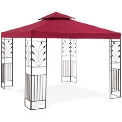 Dārza lapene ar saliekamu jumtiņu un rotājumu, Uniprodo UNI_PERGOLA_3X3T_U1, 3 m. x 3 m. x 2,6 m., tumši sarkans cena un informācija | Dārza nojumes un lapenes | 220.lv