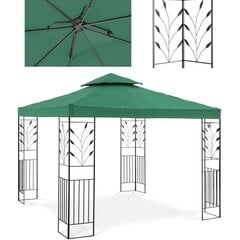 Складной садовый павильон с орнаментом, Uniprodo UNI_PERGOLA_3X3G1, 3 м. х 3 м. х 2,6 м., зеленый цена и информация | Беседки, навесы, тенты | 220.lv