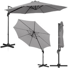 Dārza lietussargs ar sānu slīpumu, UNI_UMBRELLA_2R300GR_N1, 300 cm. diametrs, pelēks cena un informācija | Dārza nojumes un lapenes | 220.lv