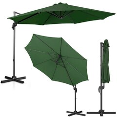 Dārza lietussargs ar sānu slīpumu, UNI_UMBRELLA_2R300GR_N1, 300 cm. diametrs, zaļš cena un informācija | Dārza nojumes un lapenes | 220.lv