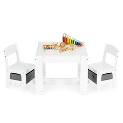 Koka galds un krēsli bērniem, Ecotoys FH-KF200010-W1, 63 cm. x 63 cm. x 51 cm, balts cena un informācija | Bērnu istabas iekārtas | 220.lv