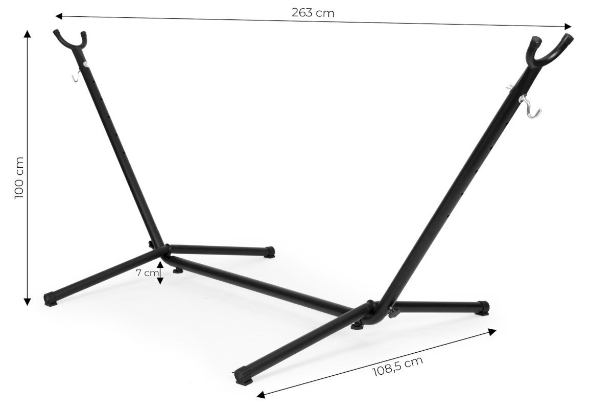 Dārza šūpuļtīkla rāmis, metāla konstrukcija, 5 punktu, Modern Home SN-00041, 100 cm. x 263 cm. x 108,5 cm, melns cena un informācija | Šūpuļtīkli | 220.lv