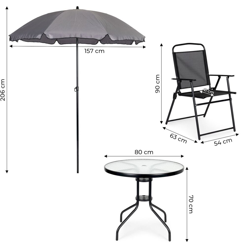 Dārza mēbeļu komplekts ar saulessargu, Modern Home SC-1301, melns cena un informācija | Dārza mēbeļu komplekti | 220.lv