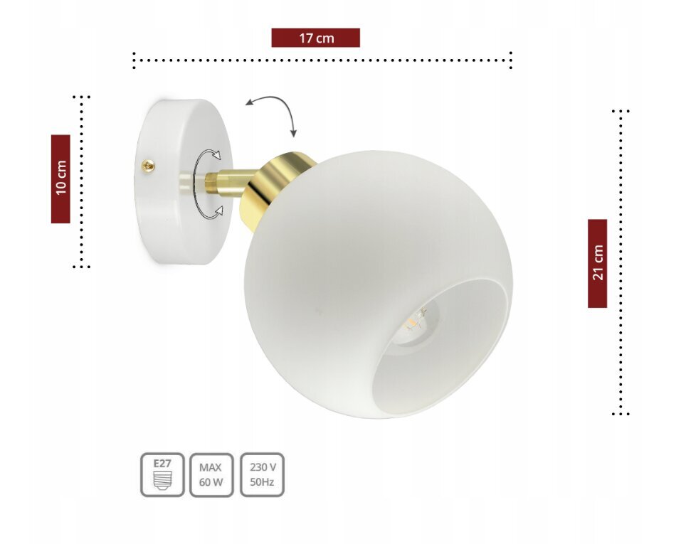 Balta stikla lodīšu sienas lampa - K1 LED E27 cena un informācija | Sienas lampas | 220.lv