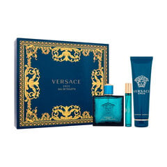 Ķermeņa kopšanas komplekts Versace Eros vīriešiem: tualetes ūdens 100 ml + mini tualetes ūdens 10 ml + dušas želeja 150 ml cena un informācija | Vīriešu smaržas | 220.lv