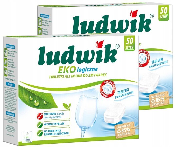 Ludwik ekoloģiskās trauku mazgājamās mašīnas tabletes, 100 gab. cena un informācija | Trauku mazgāšanas līdzekļi | 220.lv