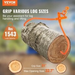 Baļķu satvērējs / knaibles Vevor, 812 mm, 700 kg cena un informācija | Dārza instrumenti | 220.lv