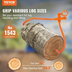 Захват для бревен / клещи Vevor, 865 мм, 700 кг цена и информация | Садовые инструменты | 220.lv