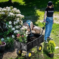 Dārza ratiņi, ķerra, transporta piekabe, 300 kg, ar brezentu, liela cena un informācija | Dārza instrumenti | 220.lv