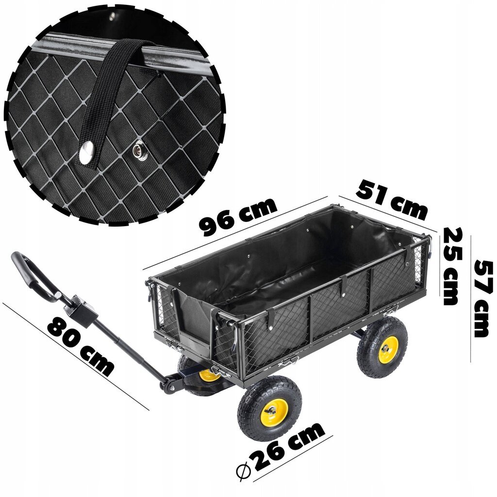 Dārza ratiņi, transporta piekabe, 300 kg cena un informācija | Dārza instrumenti | 220.lv