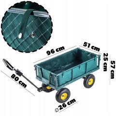 Dārza ratiņi, ķerra, transporta piekabe, 300 kg, ar brezentu, liela cena un informācija | Dārza instrumenti | 220.lv