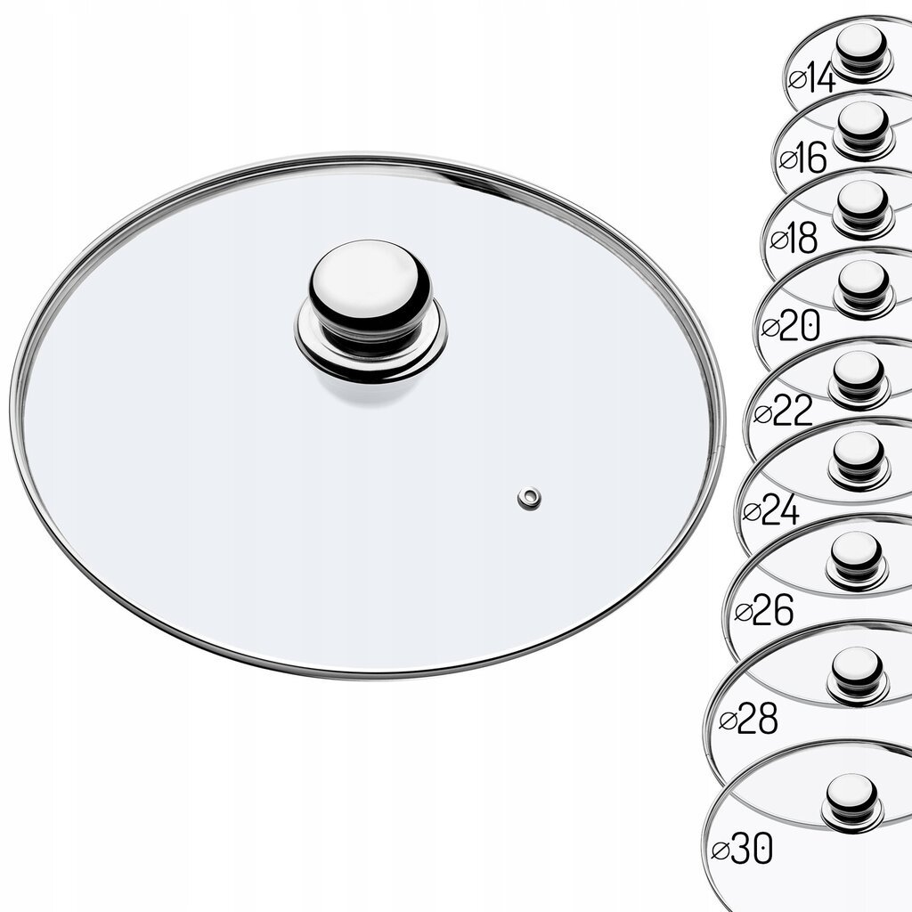 Karstumizturīgs stikla vāks katlam, pannai, 26 cm cena un informācija | Virtuves piederumi | 220.lv