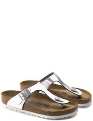 BIRKENSTOCK sieviešu sudraba krāsas ādas čības pār pirkstu Gizeh BS цена и информация | Шлепанцы, тапочки для женщин | 220.lv