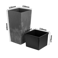 Горшок 16,3 л имитация бетона В 42 см Квадратный пластиковый горшок с бетонной структурой серый цена и информация | Вазоны | 220.lv
