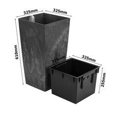 Горшок 49 л имитация бетона В 61 см Квадратный пластиковый горшок с бетонной структурой серый цена и информация | Вазоны | 220.lv