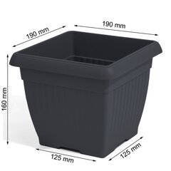 Plastmasas dārza pods, platums 19 cm, tilpums 3,5 L, antracīta krāsa cena un informācija | Puķu podi | 220.lv