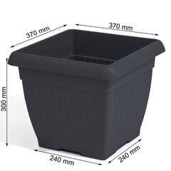 Plastmasas dārza pods, platums 37 cm, tilpums 25 L, antracīta krāsa cena un informācija | Puķu podi | 220.lv