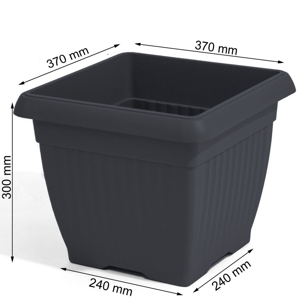 Plastmasas dārza pods, platums 37 cm, tilpums 25 L, antracīta krāsa цена и информация | Puķu podi | 220.lv