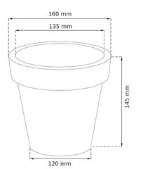 Plastmasas apaļais pods 16x14 cm, antracīts, pods cena un informācija | Puķu podi | 220.lv