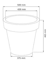 Пластиковый круглый горшок 50x45,5 см, серый, горшок цена и информация | Вазоны | 220.lv