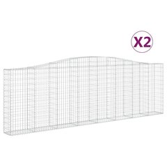 vidaXL arkveida gabiona grozi, 2 gb., 400x30x120/140cm, cinkota dzelzs cena un informācija | Balkona kastes | 220.lv