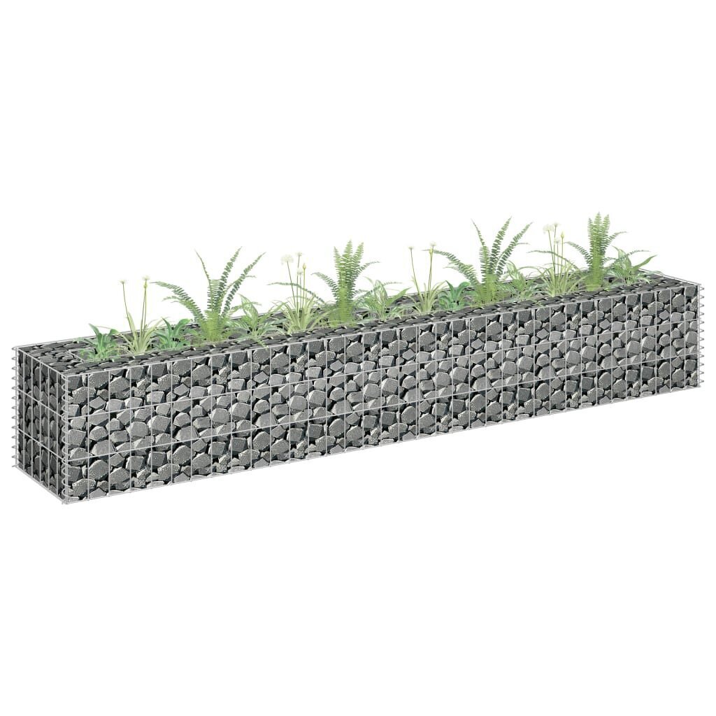 vidaXL gabions, augstā puķu kaste, cinkots tērauds, 180x30x30 cm cena un informācija | Puķu podi | 220.lv