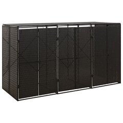 vidaXL trīsdaļīga nojume atkritumu konteineram, melna, 207x80x117 cm цена и информация | Уличные контейнеры, контейнеры для компоста | 220.lv