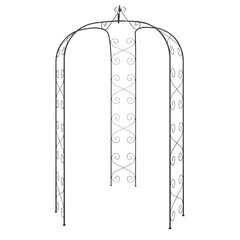 vidaXL dārza arka, melna, Ø180x255 cm, tērauds cena un informācija | Ziedu statīvi, puķu podu turētāji | 220.lv