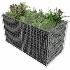 vidaXL gabions, augstā puķu kaste, tērauds, 180x90x100, sudraba krāsa cena un informācija | Puķu podi | 220.lv