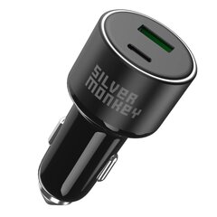 Silver Monkey SMA014 100W car charger 1xUSB-C PD 1xUSB-A QC 3.0 - black cena un informācija | Auto 12V el. piederumi | 220.lv