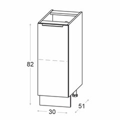 NOVO apakšējais virtuves skapis 30 cm, balts matēts цена и информация | Кухонные шкафчики | 220.lv