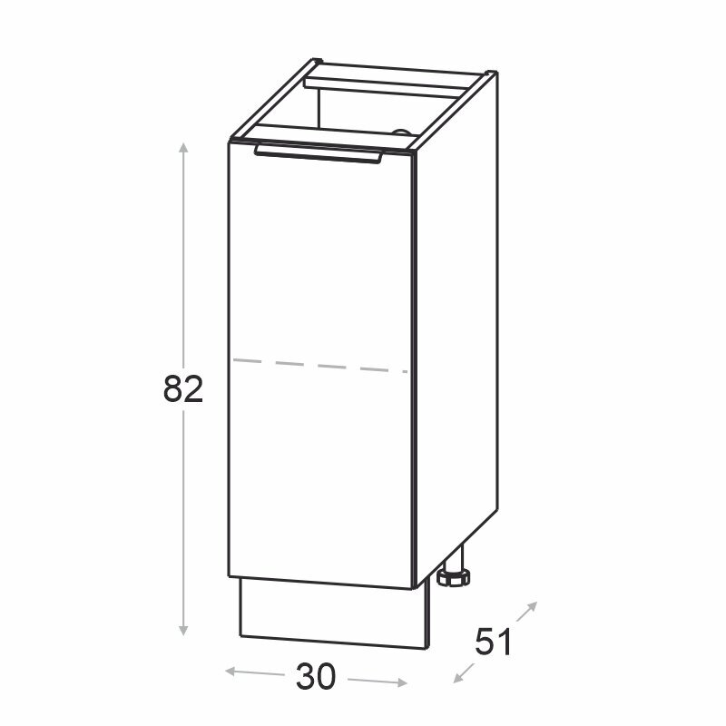 NOVO apakšējais virtuves skapis 30 cm, balts matēts цена и информация | Virtuves skapīši | 220.lv