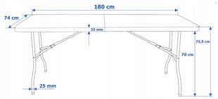 Saliekamais āra galds GALAXIA, 180x74x74cm цена и информация | Столы для сада | 220.lv