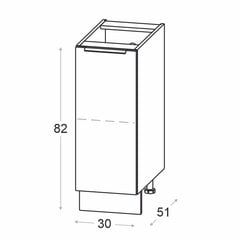 NOVO apakšējais virtuves skapis 30 cm, matēts pelēks цена и информация | Кухонные шкафчики | 220.lv