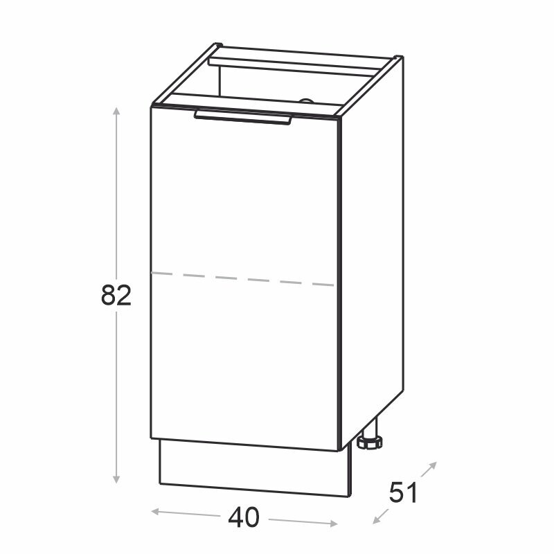 NOVO apakšējais virtuves skapis 40 cm, matēts pelēks цена и информация | Virtuves skapīši | 220.lv